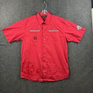 Coogi Shirt Men's XXL Red Pocket Embroidered Cotton Button Up Casual
